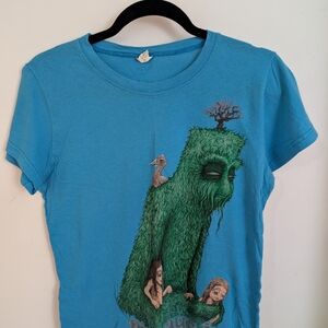 Kids Blue Tee with Green Creature Design